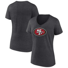 San Francisco 49ers Women's Primary Team Logo V-Neck T-Shirt - Charcoal outlet