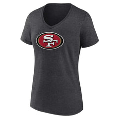 San Francisco 49ers Women's Primary Team Logo V-Neck T-Shirt - Charcoal outlet