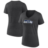Seattle Seahawks Women's Primary Team Logo V-Neck T-Shirt - Charcoal outlet