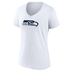 Seattle Seahawks Women's Primary Team Logo V-Neck T-Shirt - White for sale