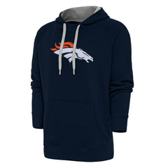 Denver Broncos Antigua Victory Chenille Pullover Hoodie - Navy on sale