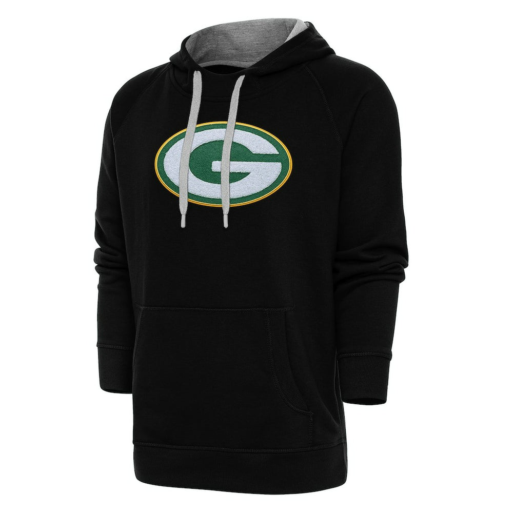 Green Bay Packers Antigua Victory Chenille Pullover Hoodie - Black outlet