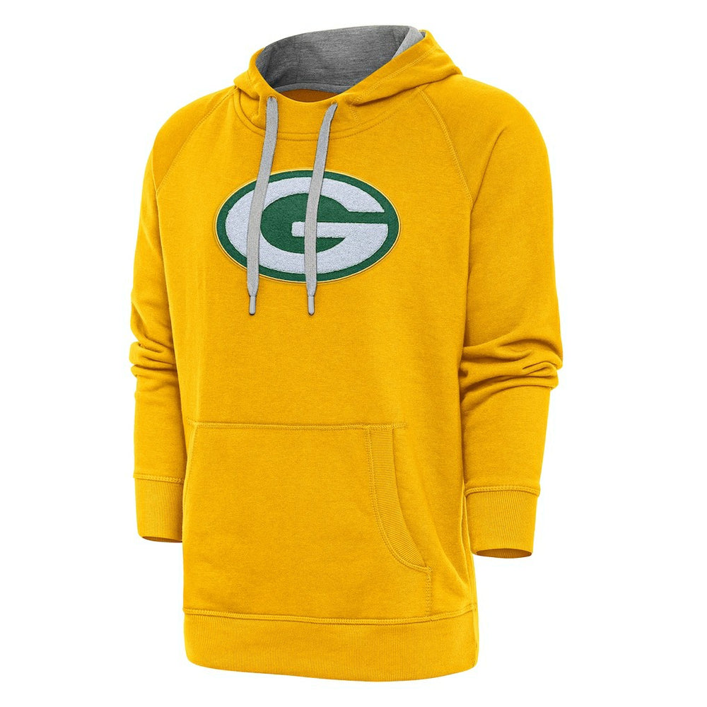 Green Bay Packers Antigua Victory Chenille Pullover Hoodie - Gold sale