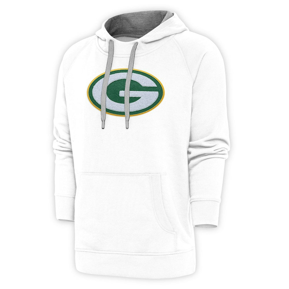 Green Bay Packers Antigua Victory Chenille Pullover Hoodie - White on sale