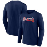 Atlanta Braves Wordmark Long Sleeve T-Shirt Navy