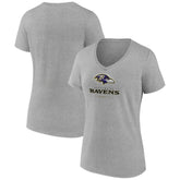 Baltimore Ravens Women's Logo Team Lockup V-Neck T-Shirt - Gray cheap