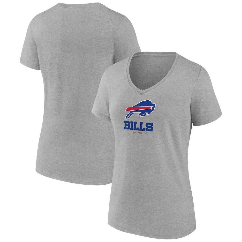 Buffalo Bills Women's Logo Team Lockup V-Neck T-Shirt - Gray on sale