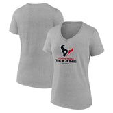 Houston Texans Women's Logo Team Lockup V-Neck T-Shirt - Gray discount