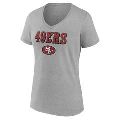 San Francisco 49ers Women's Logo Team Lockup V-Neck T-Shirt - Gray discount