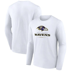 Baltimore Ravens Logo Team Lockup Long Sleeve T-Shirt - White discount