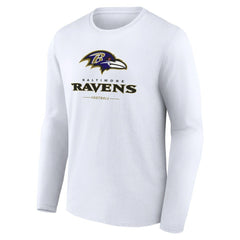 Baltimore Ravens Logo Team Lockup Long Sleeve T-Shirt - White discount