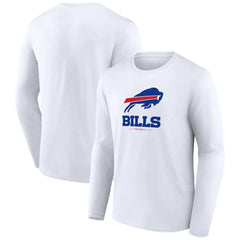 Buffalo Bills Logo Team Lockup Long Sleeve T-Shirt - White sale