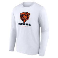 Chicago Bears Logo Team Lockup Long Sleeve T-Shirt - White discount