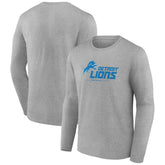 Detroit Lions Logo Team Lockup Long Sleeve T-Shirt - Gray cheap