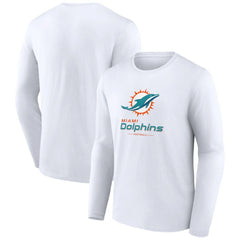 Miami Dolphins Logo Team Lockup Long Sleeve T-Shirt - White for sale