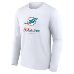 Miami Dolphins Logo Team Lockup Long Sleeve T-Shirt - White for sale