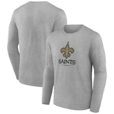New Orleans Saints Logo Team Lockup Long Sleeve T-Shirt - Gray for sale