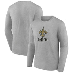 New Orleans Saints Logo Team Lockup Long Sleeve T-Shirt - Gray for sale