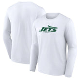 New York Jets Logo Team Lockup Long Sleeve T-Shirt - White for sale
