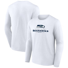 Seattle Seahawks Logo Team Lockup Long Sleeve T-Shirt - White cheap