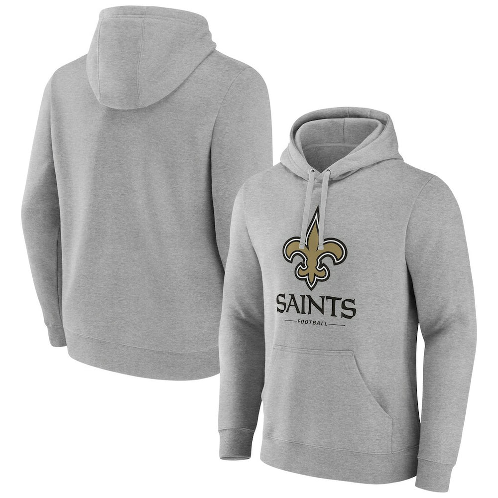 New Orleans Saints Primary Logo Team Lockup Fitted Pullover Hoodie - Gray outlet