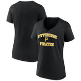 Pittsburgh Pirates Women's Heart and Soul V-Neck T-Shirt Black