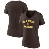 San Diego Padres Women's Heart and Soul V-Neck T-Shirt Brown