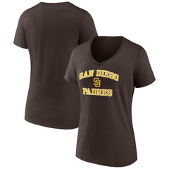 San Diego Padres Women's Heart and Soul V-Neck T-Shirt Brown