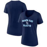 Tampa Bay Rays Women's Heart and Soul V-Neck T-Shirt Navy