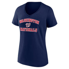 Washington Nationals Women's Heart and Soul V-Neck T-Shirt Navy