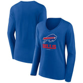 Buffalo Bills Women's Logo Team Lockup Long Sleeve V-Neck T-Shirt - Royal sale