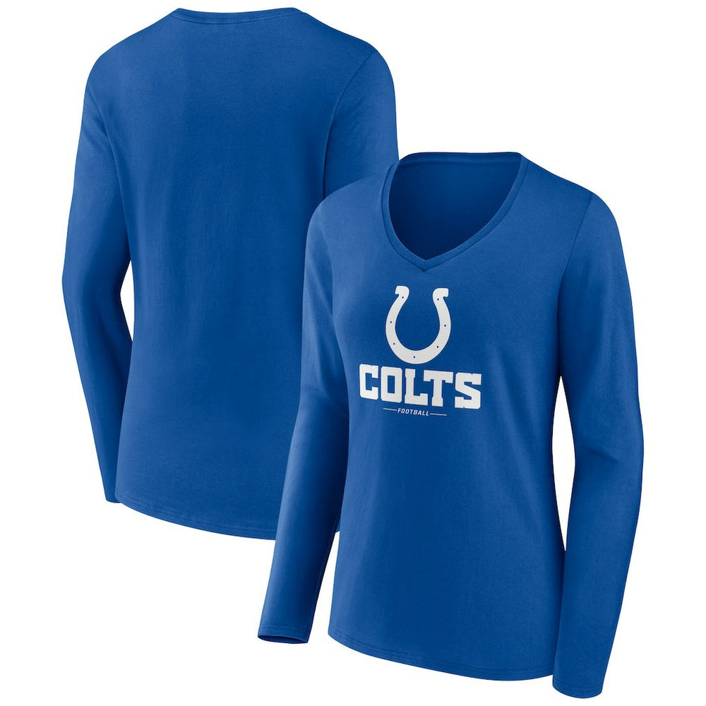 Indianapolis Colts Women's Logo Team Lockup Long Sleeve V-Neck T-Shirt - Royal outlet