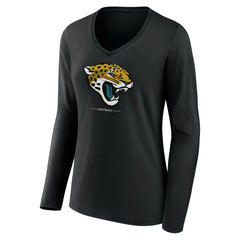 Jacksonville Jaguars Women's Logo Team Lockup Long Sleeve V-Neck T-Shirt - Black cheap