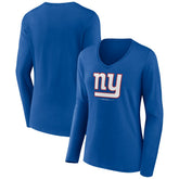 New York Giants Women's Logo Team Lockup Long Sleeve V-Neck T-Shirt - Royal outlet