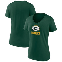 Green Bay Packers Women's Logo Team Lockup V-Neck T-Shirt - Green cheap