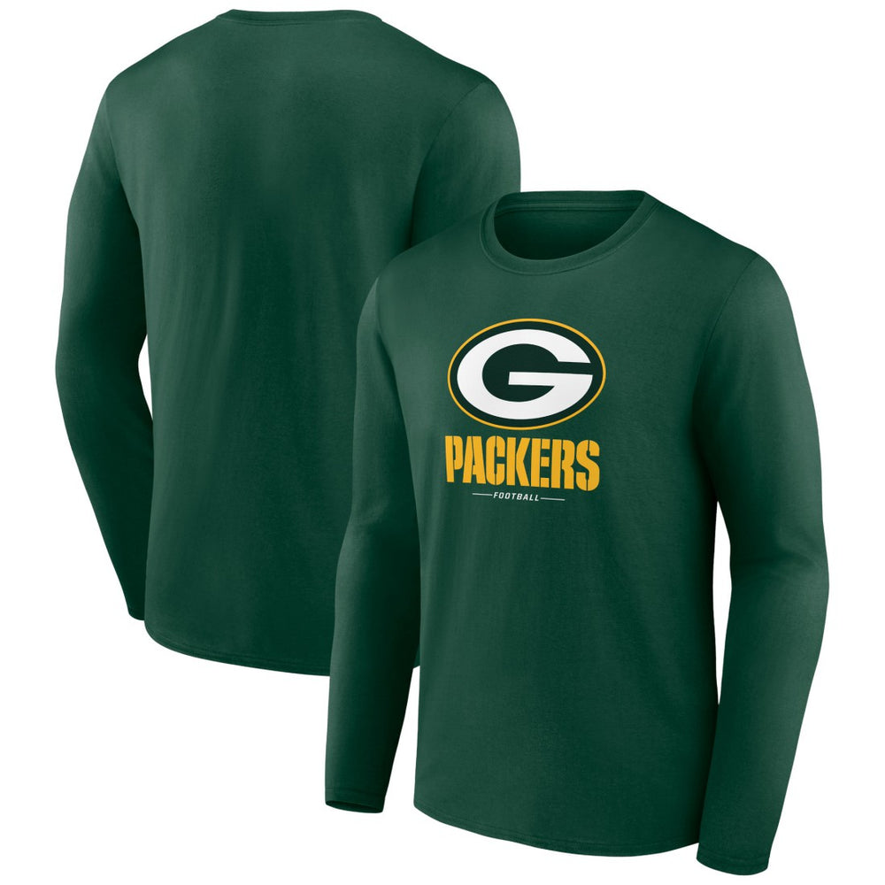 Green Bay Packers Logo Team Lockup Long Sleeve T-Shirt - Green cheap