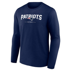 New England Patriots Logo Team Lockup Long Sleeve T-Shirt - Navy discount