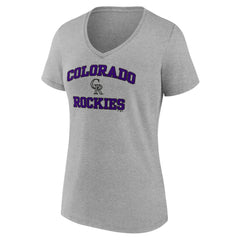 Colorado Rockies Women's Heart and Soul V-Neck T-Shirt Gray