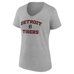 Detroit Tigers Women's Heart and Soul V-Neck T-Shirt Gray
