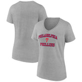 Philadelphia Phillies Women's Heart and Soul V-Neck T-Shirt Gray