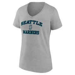 Seattle Mariners Women's Heart and Soul V-Neck T-Shirt Gray