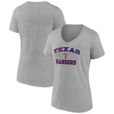 Texas Rangers Women's Heart and Soul V-Neck T-Shirt Gray