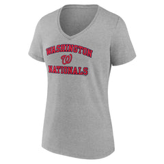 Washington Nationals Women's Heart and Soul V-Neck T-Shirt Gray
