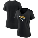 Jacksonville Jaguars Women's Logo Team Lockup V-Neck T-Shirt - Black outlet