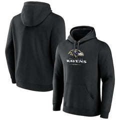 Baltimore Ravens Logo Team Lockup Fitted Pullover Hoodie - Black for sale