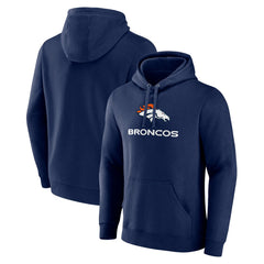 Denver Broncos Logo Team Lockup Fitted Pullover Hoodie - Navy sale