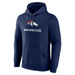 Denver Broncos Logo Team Lockup Fitted Pullover Hoodie - Navy sale