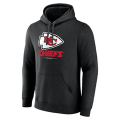 Kansas City Chiefs Logo Team Lockup Fitted Pullover Hoodie - Black for sale