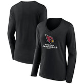 Arizona Cardinals Women's Logo Team Lockup Long Sleeve V-Neck T-Shirt - Black cheap