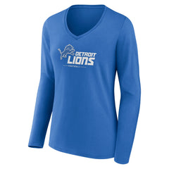 Detroit Lions Women's Logo Team Lockup Long Sleeve V-Neck T-Shirt - Blue outlet